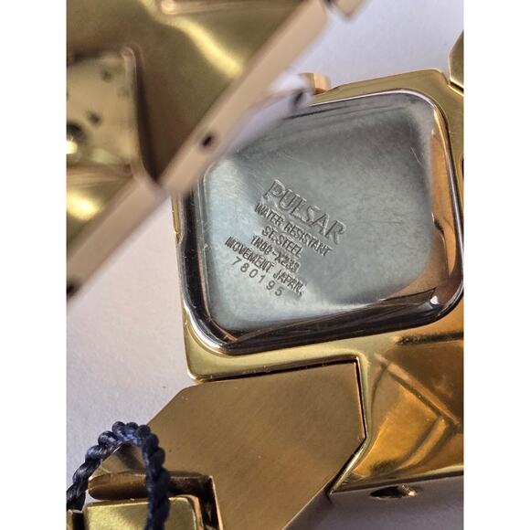 RARE Vintage PULSAR Brushed Gold A-Symmetrical Stainless Ladies Wrist Watch, NEW - Picture 7 of 9